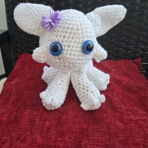 Handmade White Crochet Light Fury Dragon 10 X 7